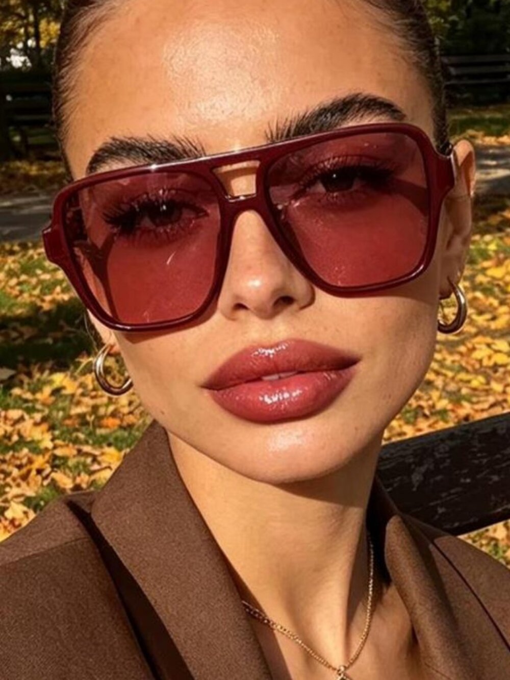 Retro Red Double-Beam Sunglasses